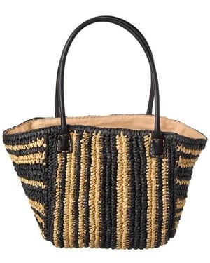Madewell Mini Straw & Leather Tote - Black