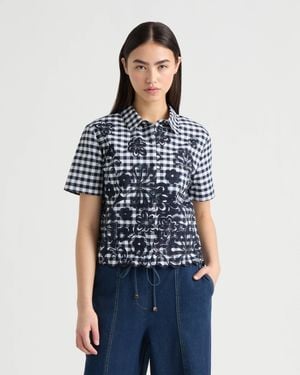 NVLT Poplin Gingham Camp Shirt - Blue