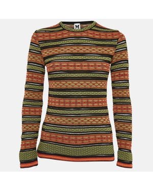 Missoni Stripe Pattern Knit Top - Green