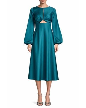 Liv Foster Satin Cut-Out Midi Dress - Blue