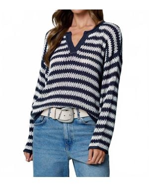 Blu Pepper Striped And Beautiful Sweater - Blue