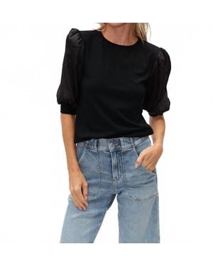 Six Fifty Solara Satin Mixed Top - Black