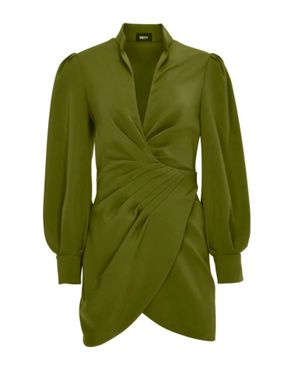 Deity Deep V Draped Mini Dress - Green