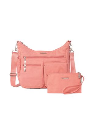 Baggallini Modern Everywhere Hobo Crossbody Bag With Wristlet - Pink