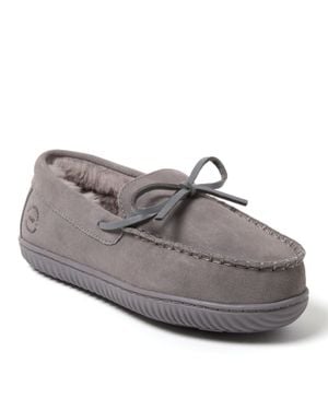 Dearfoams Harriet Genuine Suede Moccasin Slipper - Gray