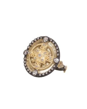 Armenta Heraldry Small Oval Shield Ring - Black