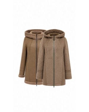 Alaska® Outerwear Reversible Faux Fur & Suede Jacket With Hood - Brown