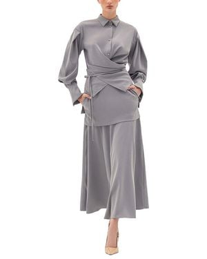 BGL 2Pc Blouse & Skirt Set - Gray