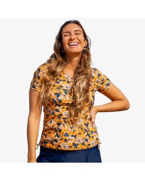 Calypsa V-Neck Short Sleeve Rashguard Adele Swim Top - Blue