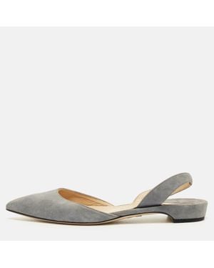 Paul Andrew Suede Rhea Slingback Ballet Flats - Gray