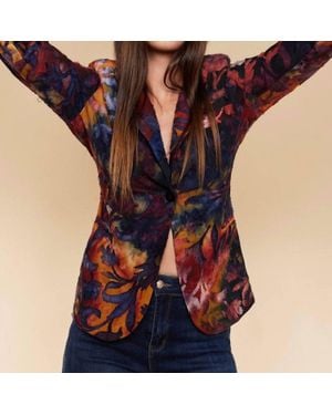 oolala Burnout Floral Blazer - Blue