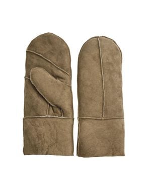 TruClothing Sheepskin Mittens Suede Winter Gloves Shearling Wool Lining - Green
