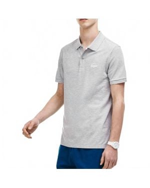 Lacoste Slim Fit Rubber Crocodile Stretch Piqué Polo Shirt - Gray