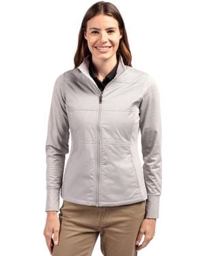 Cutter & Buck Stealth Hybrid Quilted Full Zip Windbreaker Jacket - Gray