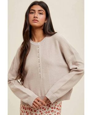 Wishlist Henley Button-Up Sweater - Natural