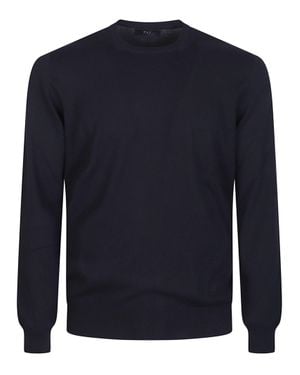 Fay Round Neck Cotton Sweater - Blue