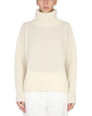 BOSS High Neck Mohair Blend Sweater - White