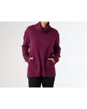 Coco + Carmen Heavenly Luxe Cowl Neck Cable Sweater - Red