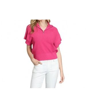 Apny Half Zip Knit Sweater - Pink