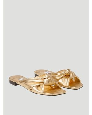 Jimmy Choo Leather Avenue Knot Flat - Metallic