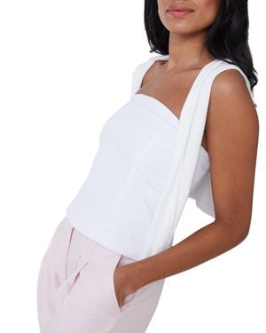 J.McLaughlin Dorota Linen-Blend Blouse - White