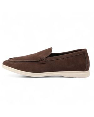 Infinity Leather Durable Slip-On Loafers With Cushioned Insole - Brown
