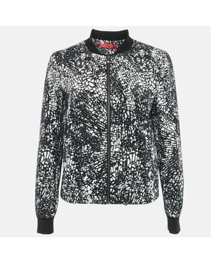 BOSS Printed Cotton Blend Crinkled Andina Jacket - Black