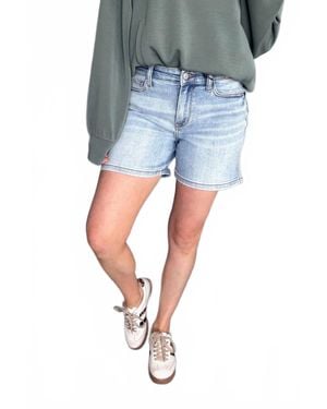 Judy Blue Tamara Mid Rise Vintage Wash Dad Shorts - Blue