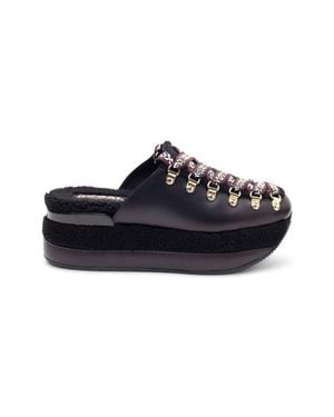 Hogan H466 Platform Lace-Up Mules - Blue