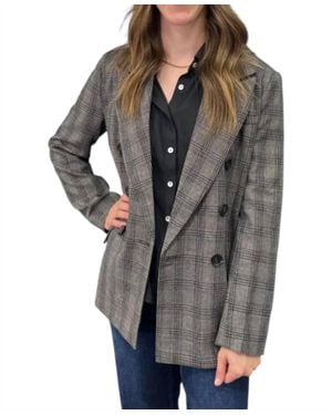 By Together Long Sleeve Plaid Blazer - Gray