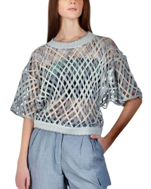Conditions Apply Crosserio Crop Sweater - Blue