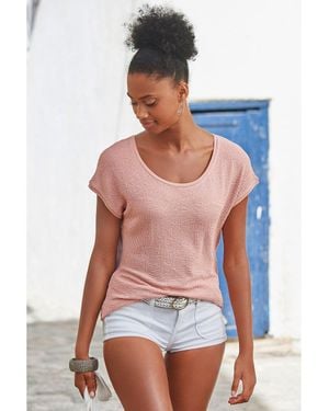 Lascana Structured Short Sleeve Top - Multicolor