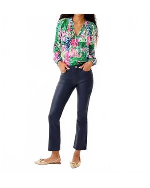 Lilly Pulitzer Liza Coated Crop Flare Pants - Blue