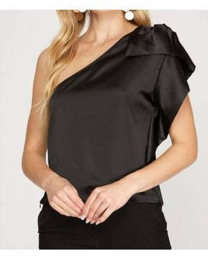 She + Sky Rhoda Satin Top - Black