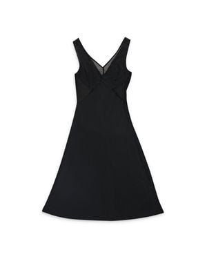 CALLIPYGIAN Sheer Panel Bias Day Dress - Black