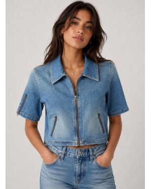 J. Society Short Sleeve Moto Jacket - Blue