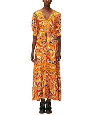 FARM Rio Palms Party Short Sleeve Maxi Dress - Orange