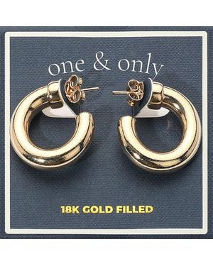 Fashnzfab 18K Filled Small Chunky Hoop Earrings - Blue