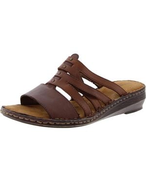 Naturalizer Leanna Beaded Leather Wedge Sandals - Brown