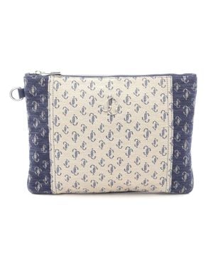 Jimmy Choo Canvas Clutch Bag Jc Logo - Metallic
