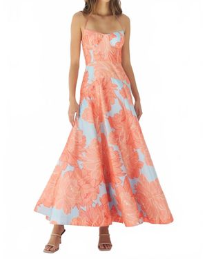 Hutch Saige Halter Drop Waist Long Dress - Pink
