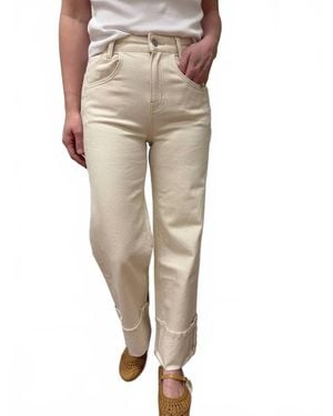 VERVET BY FLYING MONKEY High Rise Cuffed Wide Leg Denim Pants - Natural