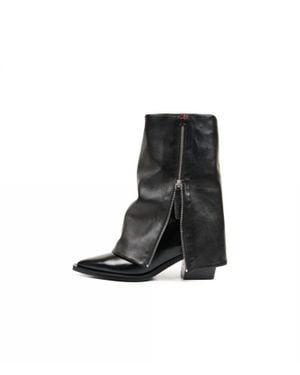 Halmanera Foldover Lug Sole Boots - Black