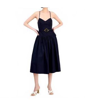 En Saison Melody Belted Midi Dress - Blue