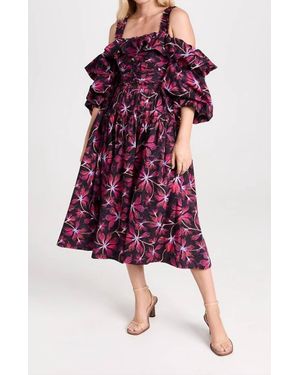 Ulla Johnson Caprice Ruffled Floral Print Midi Dress - Red