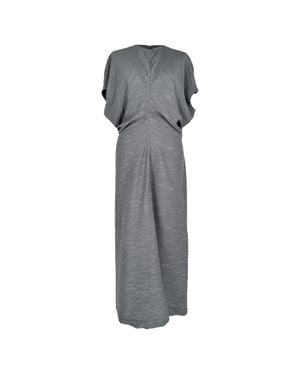 TOTEME Slouch-Waist Crinkled Maxi Dress - Gray