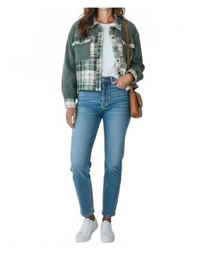 Le Miel Button-Front Cozy Shacket - Blue