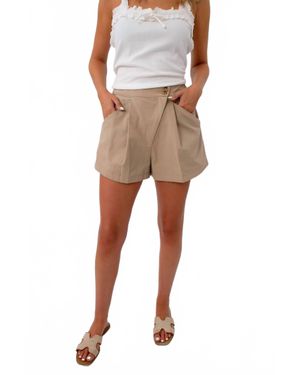 In February Pledge Pleated Trouser Shorts - Brown