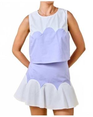Day + Moon Scallop Skirt Set - Blue