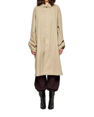 OOF WEAR Trench Smerigliato Minimalist Mid Thigh Cotton Trench - Natural